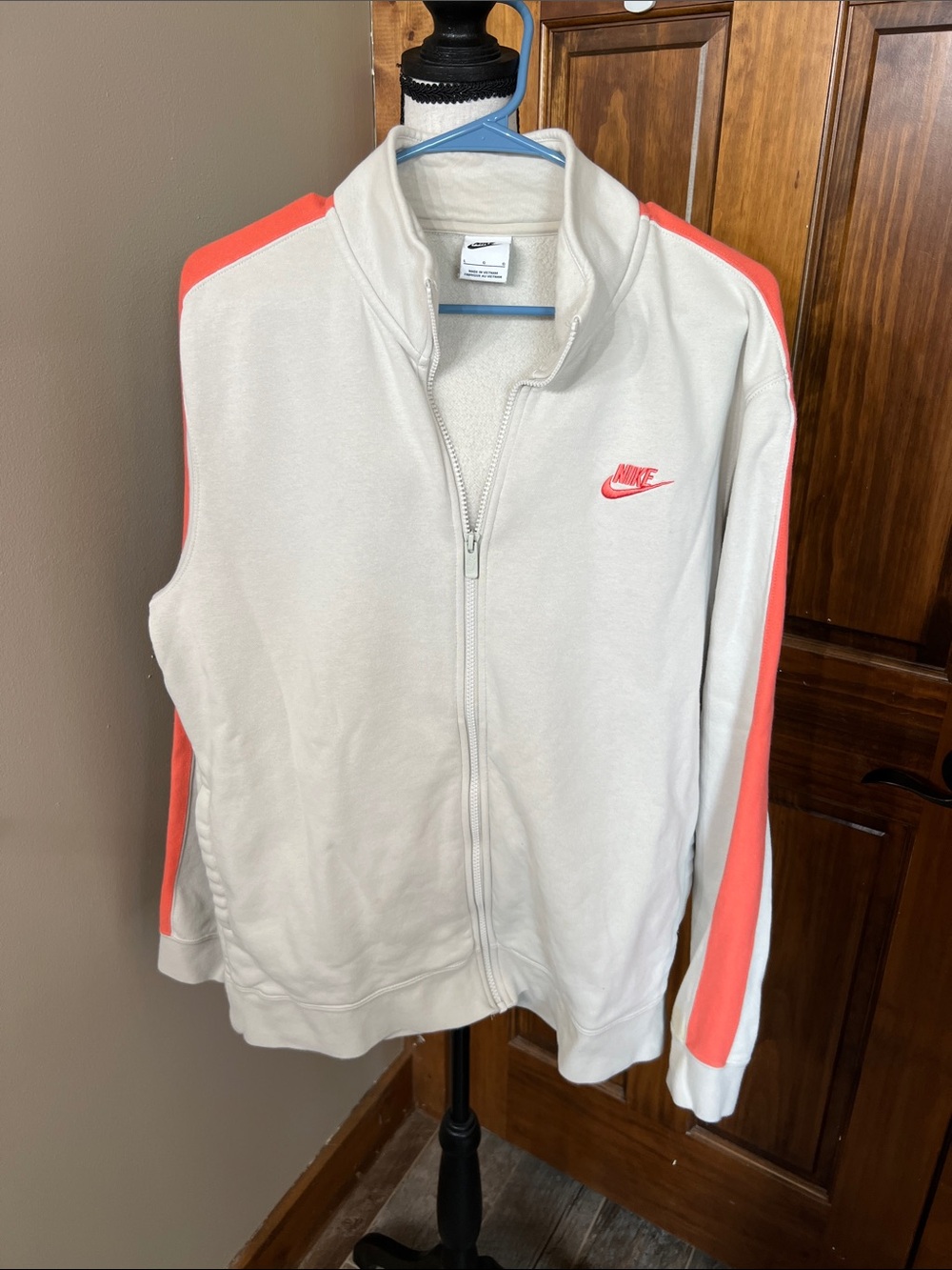 Nike Cream Zip-Up Fleece Jacket with Black Logo
